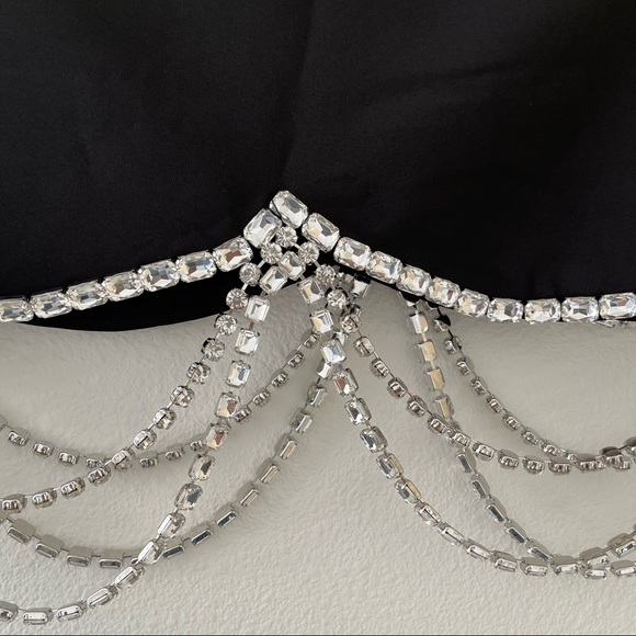 AREA DRAPED CRYSTAL SCALLOP MINI SKIRT - Picture 9 of 10